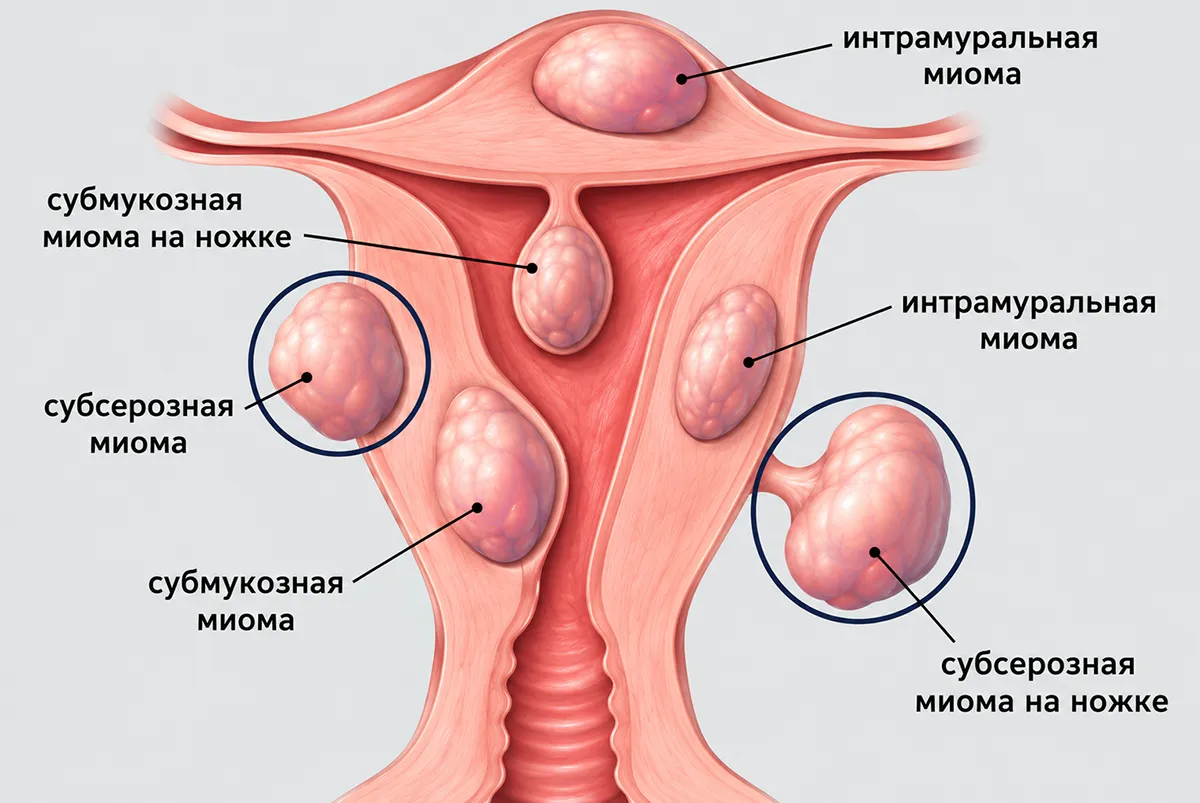 Миома на задней стенке матки