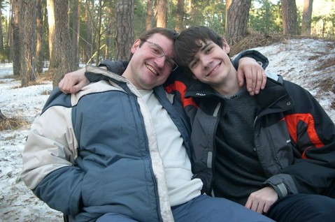 С сыном на отдыхе (Рязанская область, 2004)